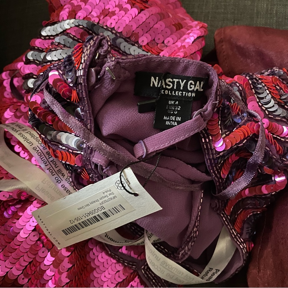 NWT Nasty Gal Star Sequin Strappy Mini Dress - Picture 9 of 9